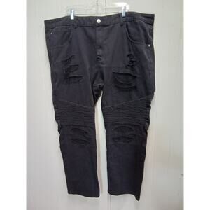 Encrypted Supply Company Mens Jeans Straight Leg Distressed Denim Black Size 46